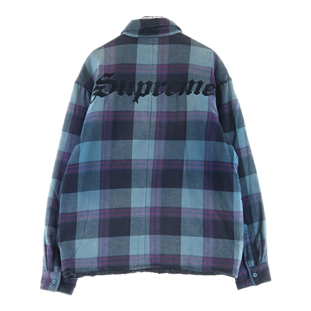SUPREME(シュプリーム) 20AW Quilted Flannel Shirt バックロゴ エンブロイダリー キルティング フランネル チェック柄 長袖シャツ ジャケット ブルー