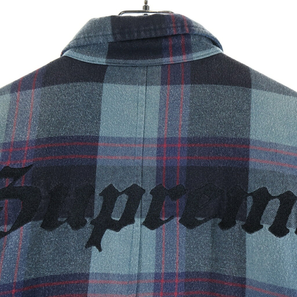 SUPREME(シュプリーム) 20AW Quilted Flannel Shirt バックロゴ エンブロイダリー キルティング フランネル チェック柄 長袖シャツ ジャケット ブルー