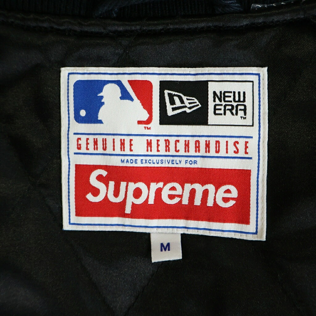 SUPREME(シュプリーム) 20SS ×NEW ERA ×MLB ×ニューエラ ×メジャーリーグベースボール ロゴ パッチ スナップ ボタン バーシティジャケット ブラック