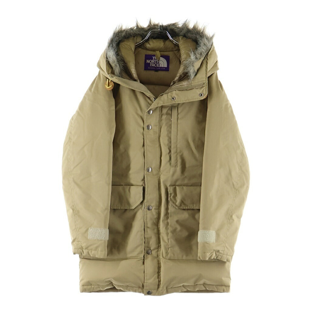 THE NORTH FACE PURPLE LABEL(ノースフェイスパープルレーベル) Brushed Long Serow ジップ アップ ファー フーデット ダウン ジャケット ベージュ ND2455N