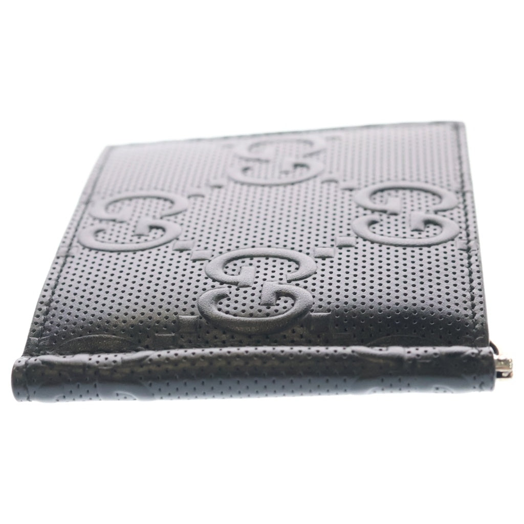 GUCCI(グッチ) GGエンボス マネークリップ レザー 財布 ブラック 676656
