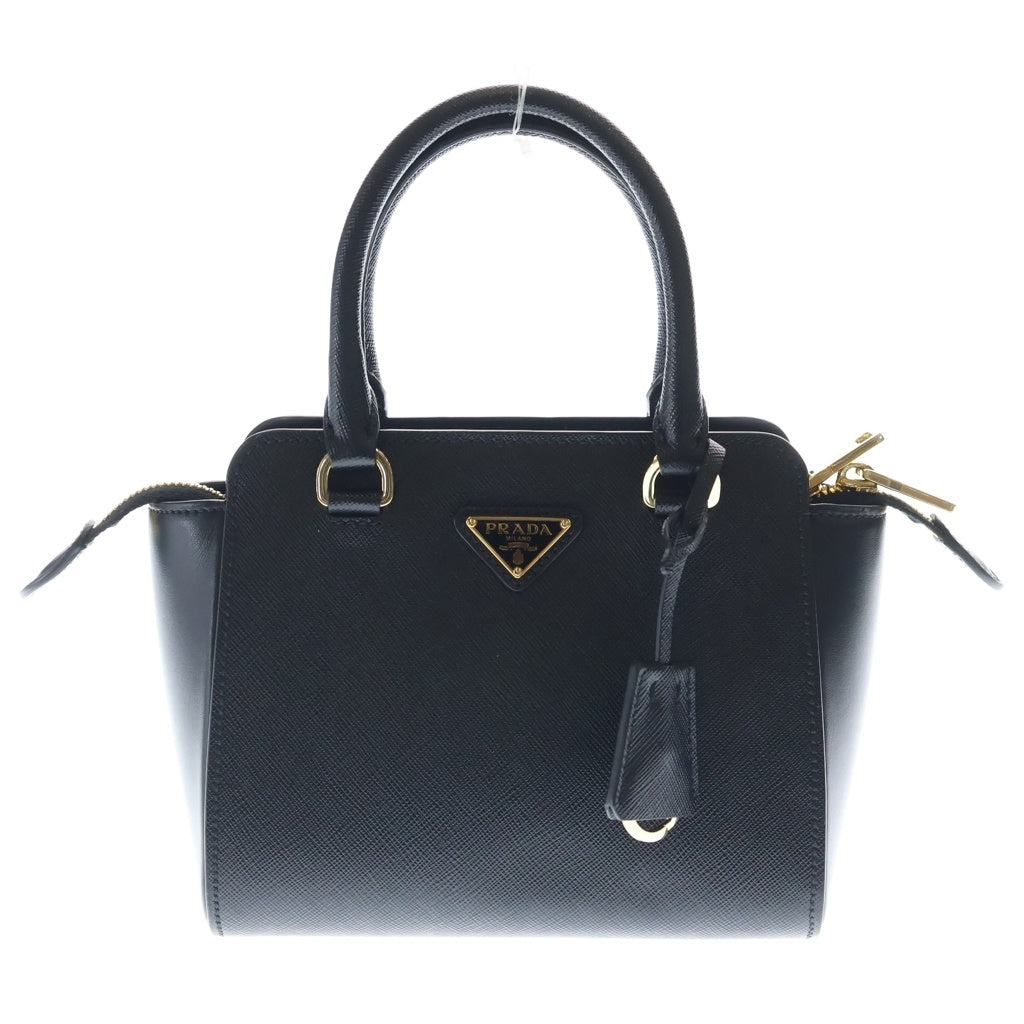 PRADA(プラダ) サフィアーノ 2WAYミニバッグ ハンドバッグ ショルダーバッグ ブラック サフィアーノレザー 1BA380 ゴールド金具 レディース