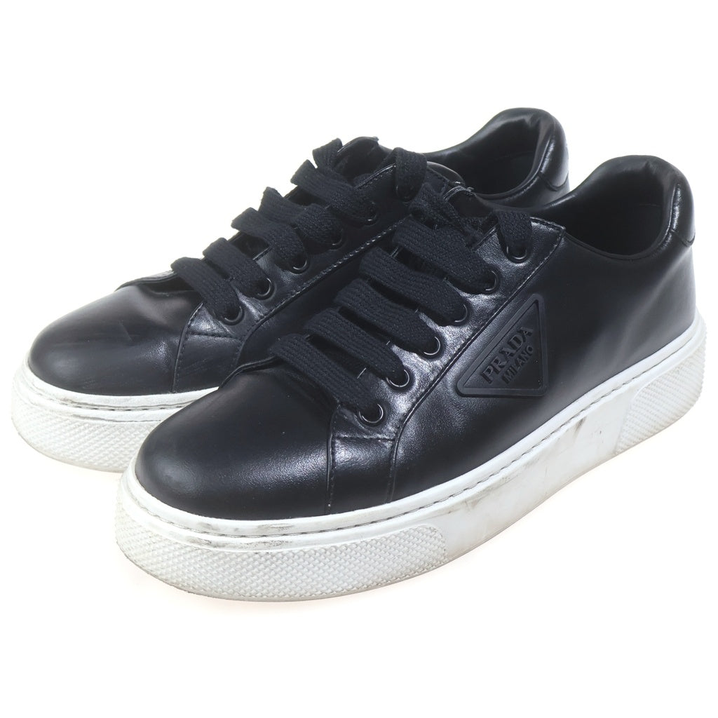 PRADA(プラダ) ローカット レザースニーカー ブラック #39 レディース