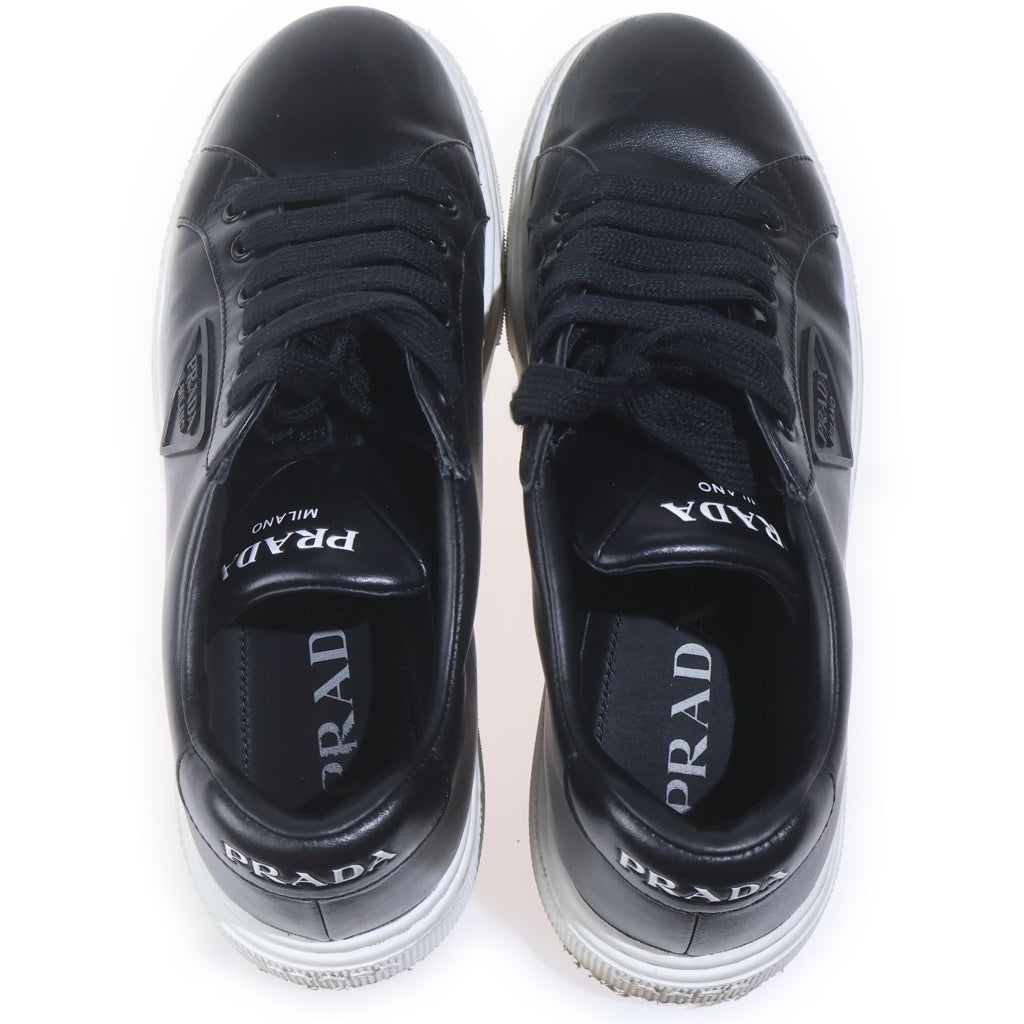 PRADA(プラダ) ローカット レザースニーカー ブラック #39 レディース