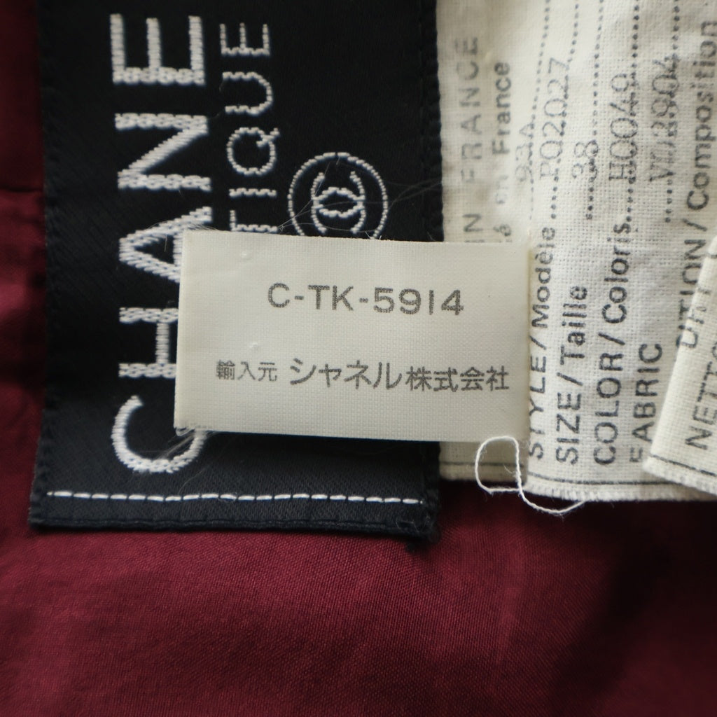 CHANEL(シャネル) 93AW VINTAGE ココマークボタン ウールツイードコート ダブルブレスト アクリル フランス製 手書きタグ ワインレッド レディース