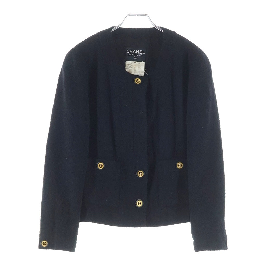 CHANEL(シャネル) 80-90s VINTAGE ココマークボタン ウールツイード シャネルジャケット ブラック レディース