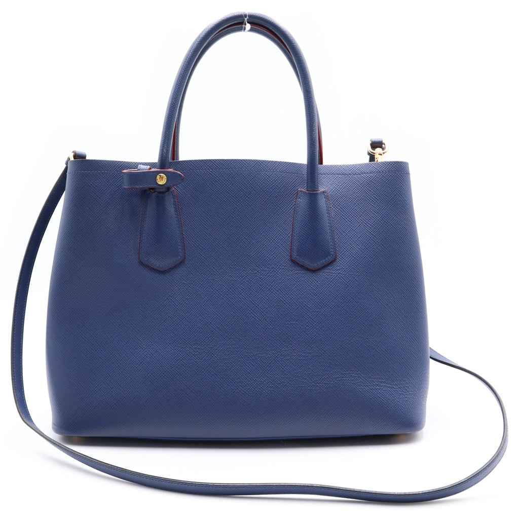 PRADA(プラダ) ドゥーブレ ミディアム サフィアーノ 2WAY ハンドバッグ ショルダーバッグ ネイビー 1BG775 レディース