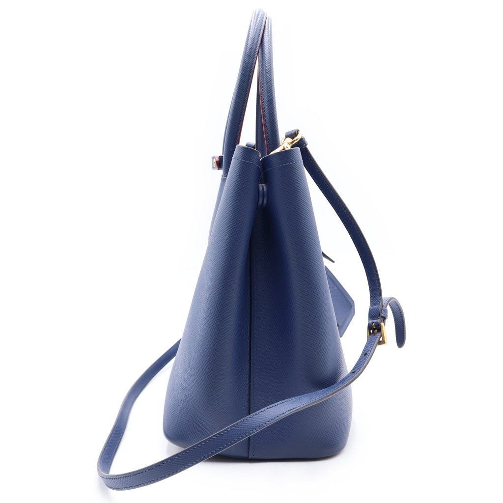 PRADA(プラダ) ドゥーブレ ミディアム サフィアーノ 2WAY ハンドバッグ ショルダーバッグ ネイビー 1BG775 レディース