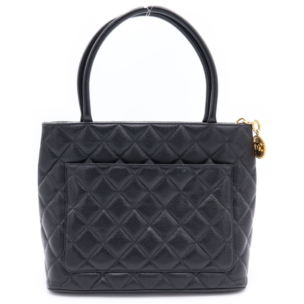 CHANEL(シャネル) 復刻トートバッグ ハンドバッグ ブラック キャビアスキン ゴールド金具 レディース