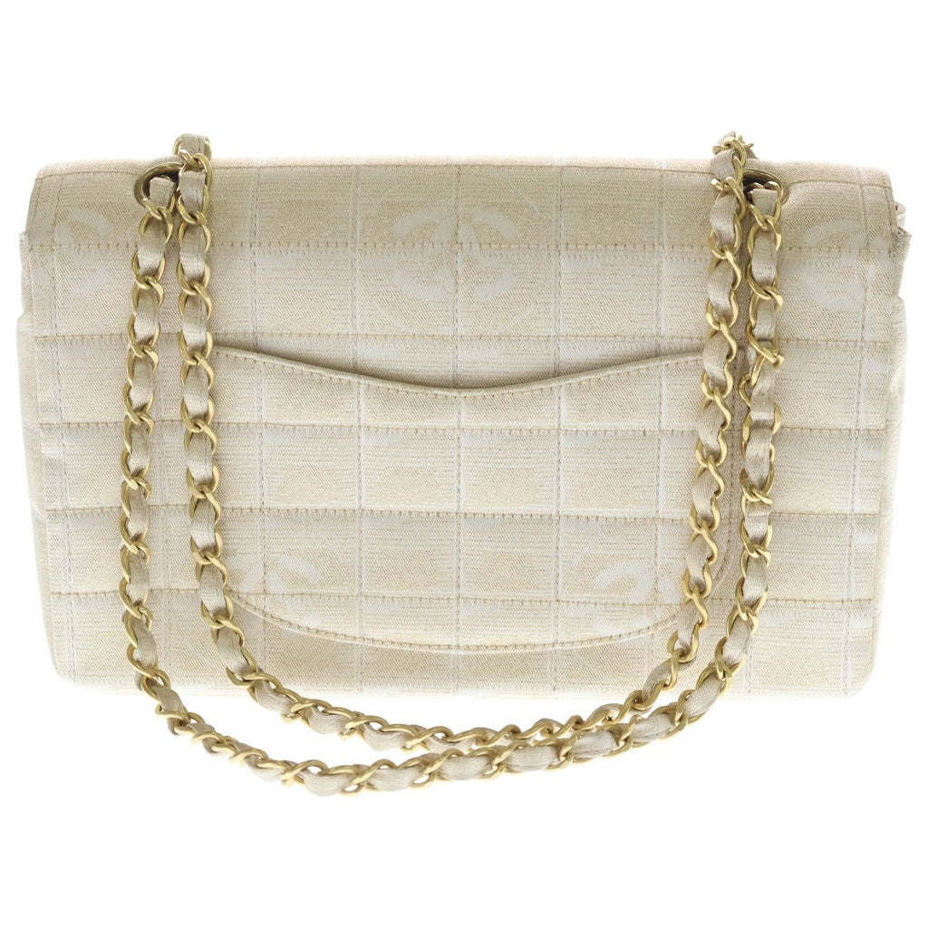 CHANEL(シャネル) ニュートラベルライン チェーンショルダー チョコバー ココマーク ゴールド金具 ナイロン ベージュ レディース