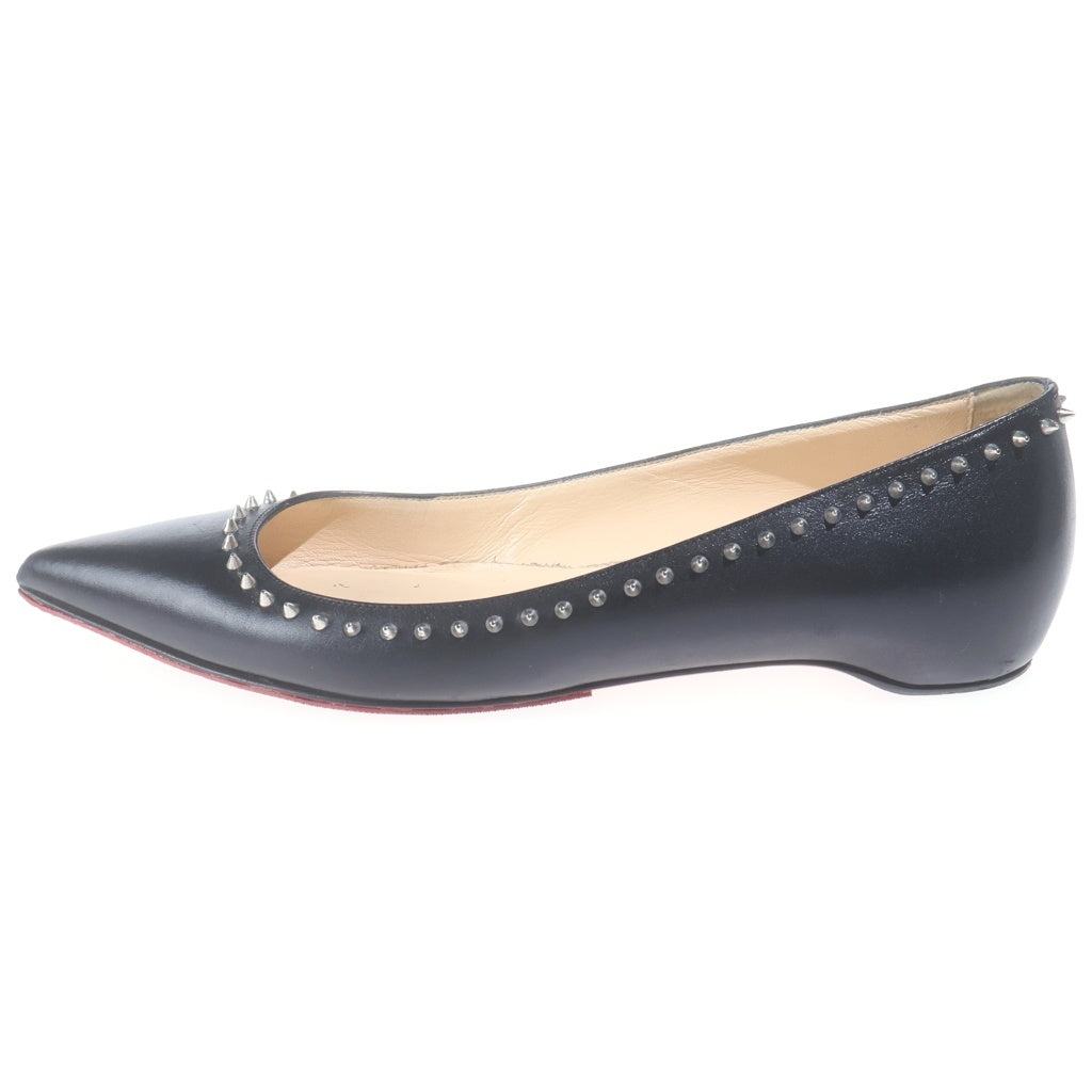CHRISTIAN LOUBOUTIN(クリスチャンルブタン) スタッズ レザーパンプス フラットシューズ ブラック レディース