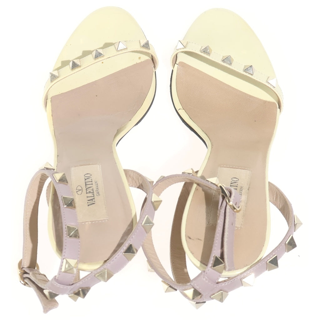 VALENTINO GARAVANI(ヴァレンチノガラヴァーニ) ロックスタッズ ヒールサンダル ミュール シューズ レザー アイボリー レディース