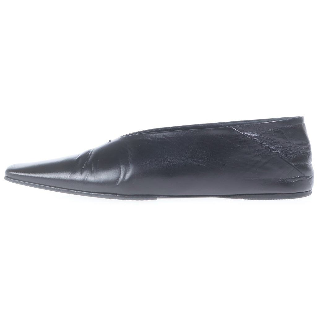JIL SANDER(ジルサンダー) レザー スクエアトゥ パンプス フラットパンプス #37 1/2 ブラック レディース