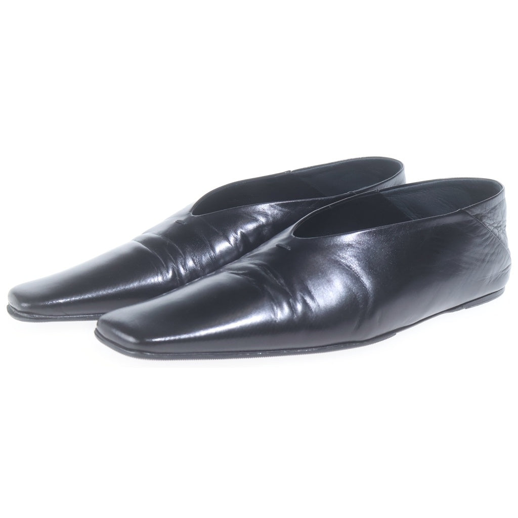 JIL SANDER(ジルサンダー) レザー スクエアトゥ パンプス フラットパンプス #37 1/2 ブラック レディース