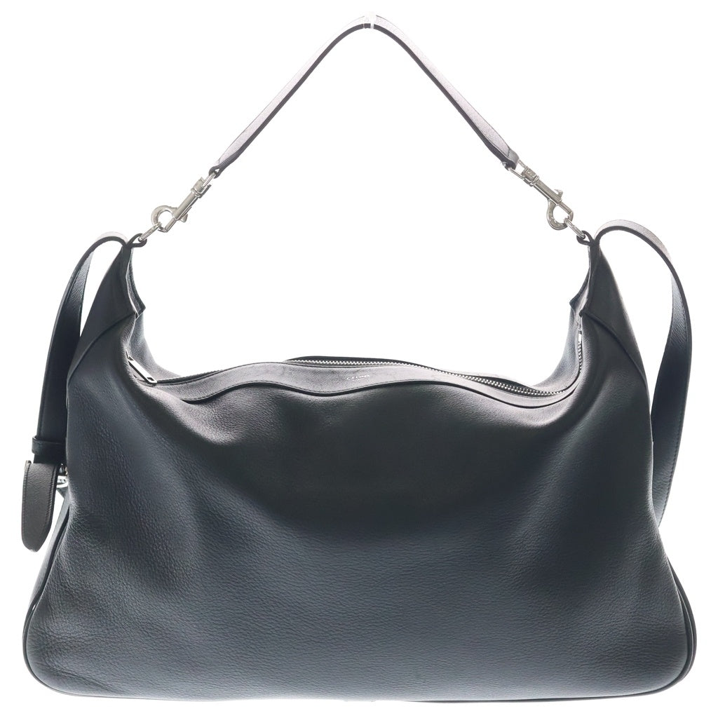 CELINE(セリーヌ) ラージ ストラップ ロミー レザー 2WAY ショルダーバッグ シルバー金具 ブラック レディース