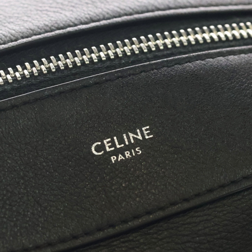 CELINE(セリーヌ) ラージ ストラップ ロミー レザー 2WAY ショルダーバッグ シルバー金具 ブラック レディース