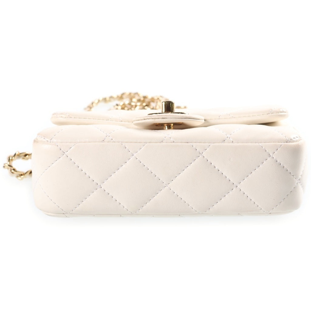 CHANEL(シャネル) マトラッセ クリアハンドル チェーンハンドル 2WAYハンドバッグ ショルダーバッグ ミニバッグ ホワイト ラムスキン AS4847 ゴールド金具 レディース