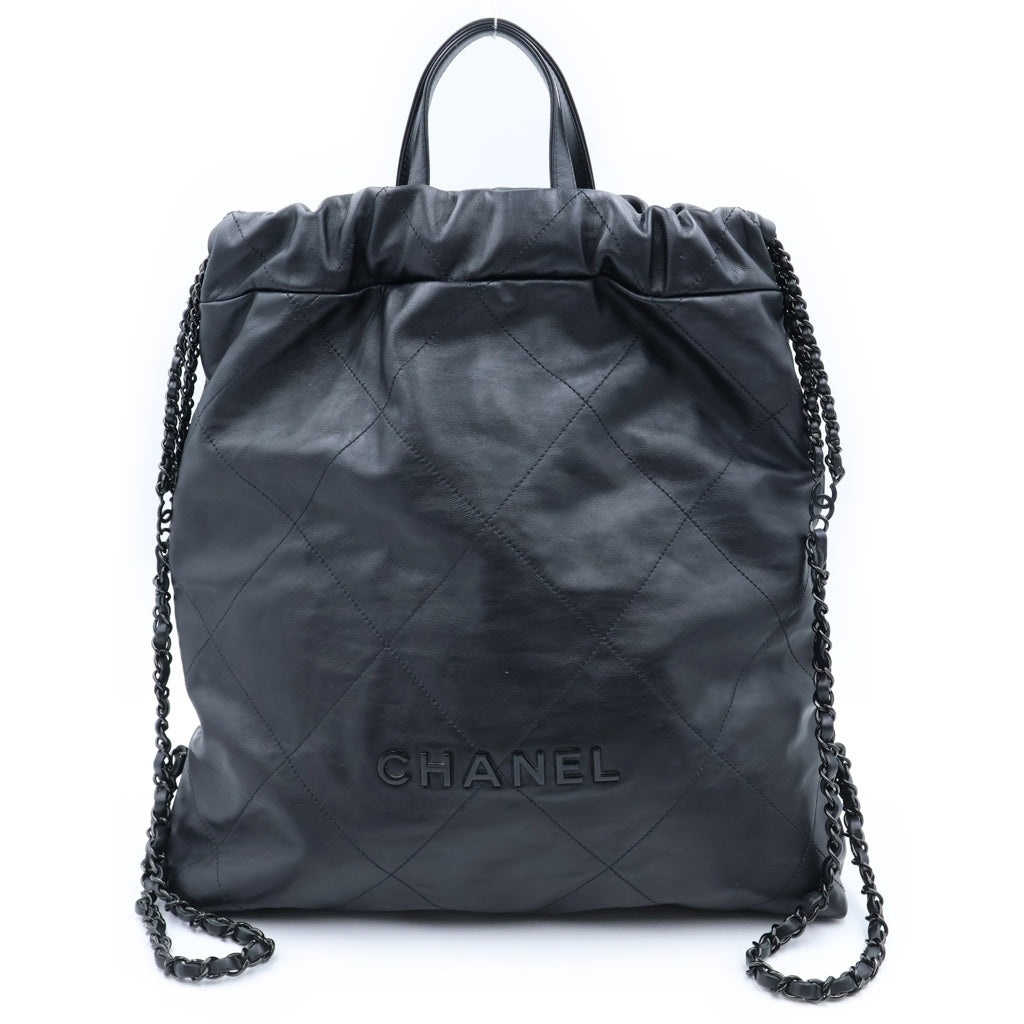 CHANEL(シャネル) シャネル22 バックパック ハンドバック ココマーク ラムスキン ソーブラック レディース