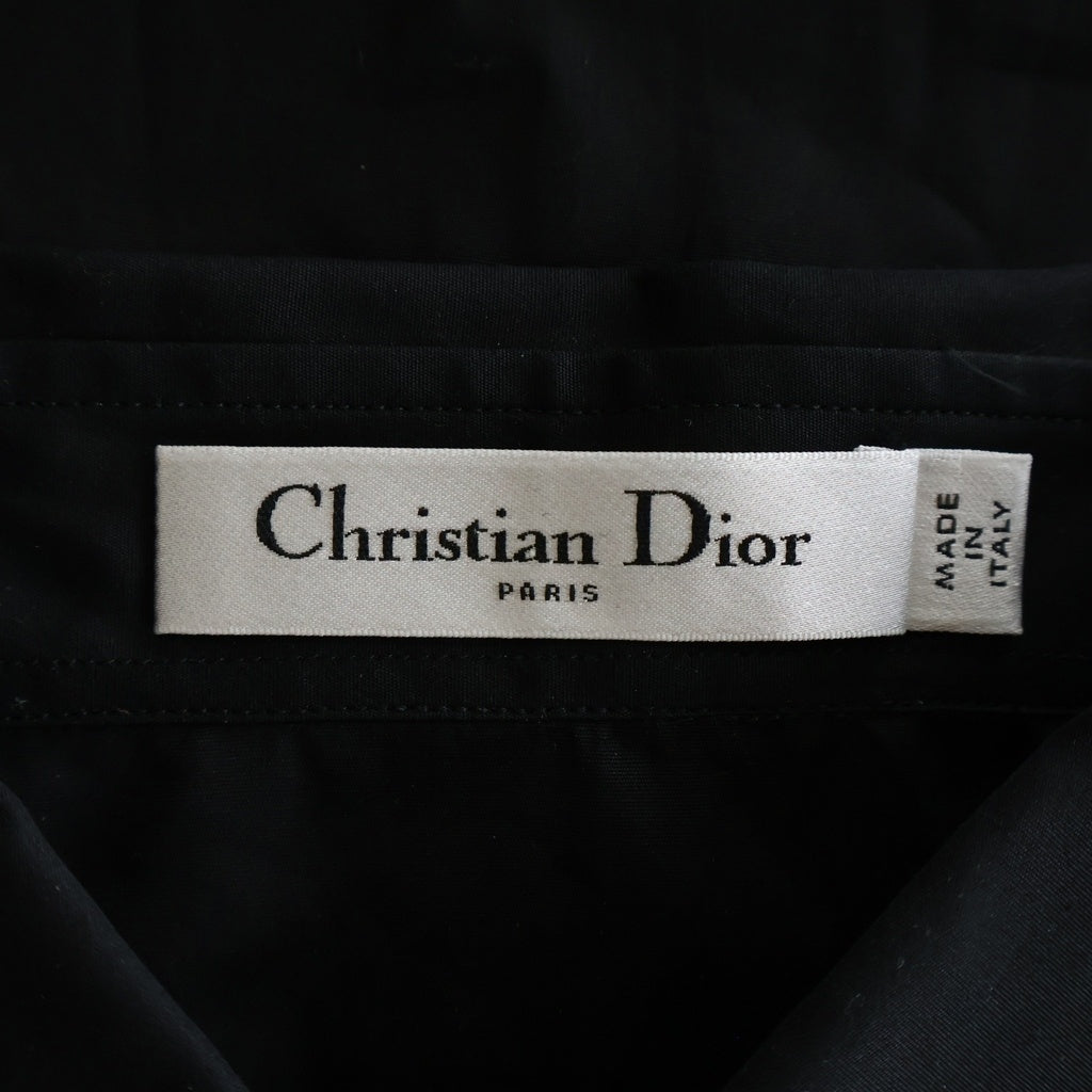 Christian Dior(クリスチャンディオール) 23SS BEE刺繍 パールカフス 半袖シャツ ブラック レディース 351B07A3356