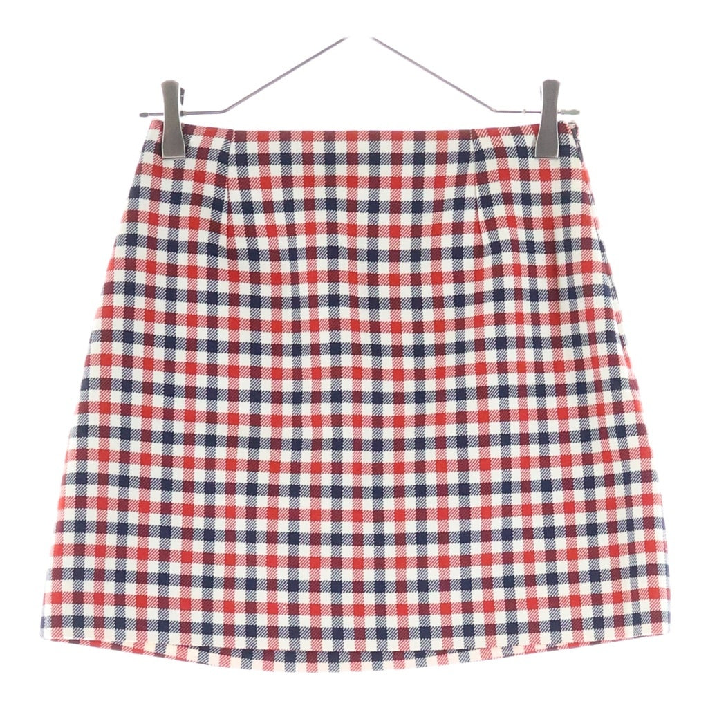 Christian Dior(クリスチャンディオール) チェック柄 シルク/ウール スカート ホワイト/レッド レディース 221J36A1003