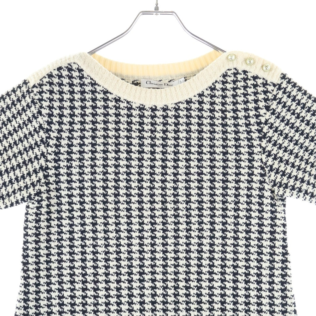 Christian Dior(クリスチャンディオール) CDパールボタン ストレートカット ワンピース ドレス ホワイト/ブラック 354R14AM324 レディース