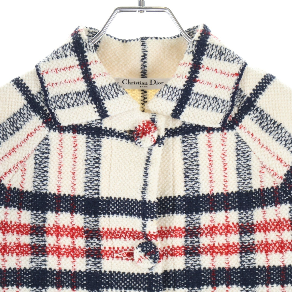 Christian Dior(クリスチャンディオール) 22AW チェック柄 テクニカル コットン/ウールニットジャケット ブラック/ホワイト/レッド レディース 224V13AM706