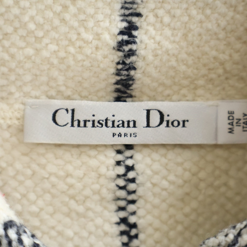 Christian Dior(クリスチャンディオール) 22AW チェック柄 テクニカル コットン/ウールニットジャケット ブラック/ホワイト/レッド レディース 224V13AM706