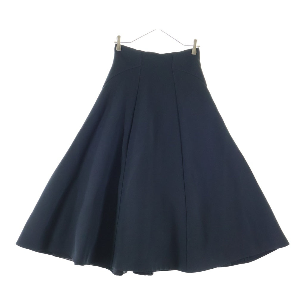 Christian Dior(クリスチャンディオール) 21年 シルク混 ウール サイドジップ ロングフレアスカートブラック レディース 151J21A1166
