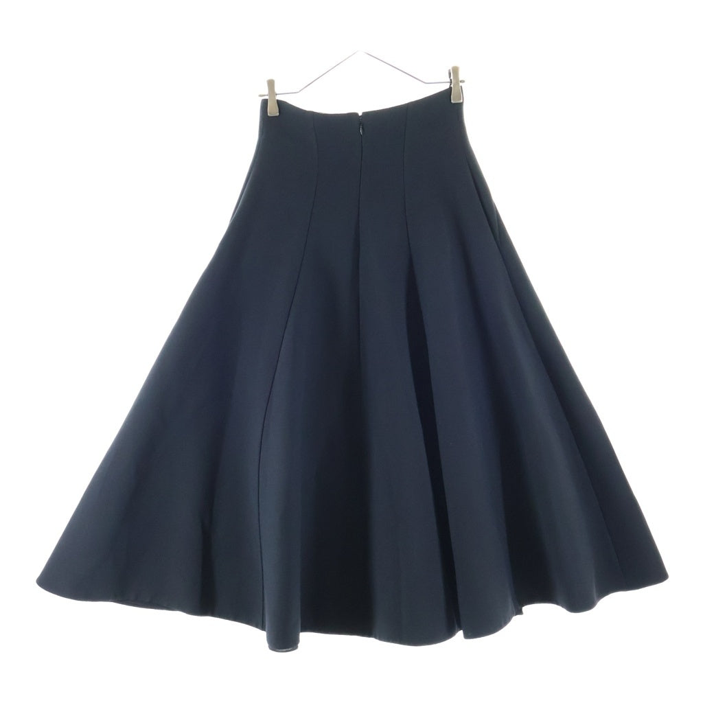 Christian Dior(クリスチャンディオール) 21年 シルク混 ウール サイドジップ ロングフレアスカートブラック レディース 151J21A1166
