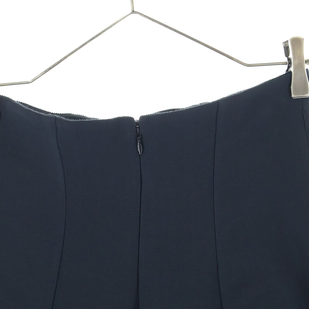 Christian Dior(クリスチャンディオール) 21年 シルク混 ウール サイドジップ ロングフレアスカートブラック レディース 151J21A1166