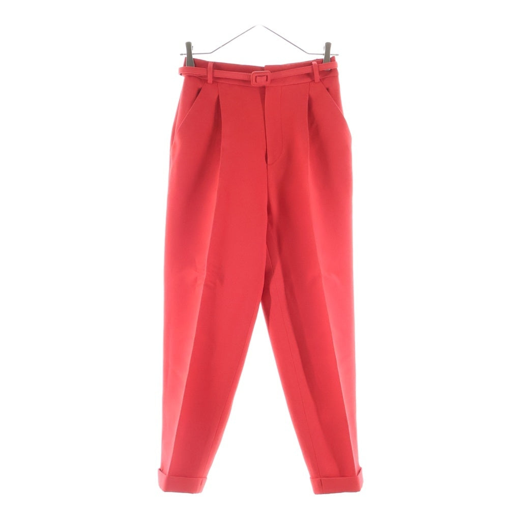 Christian Dior(クリスチャンディオール) センタープレス ウール混合 スラックス トラウザーズ ストレートパンツ レッド レディース 151P19A1166