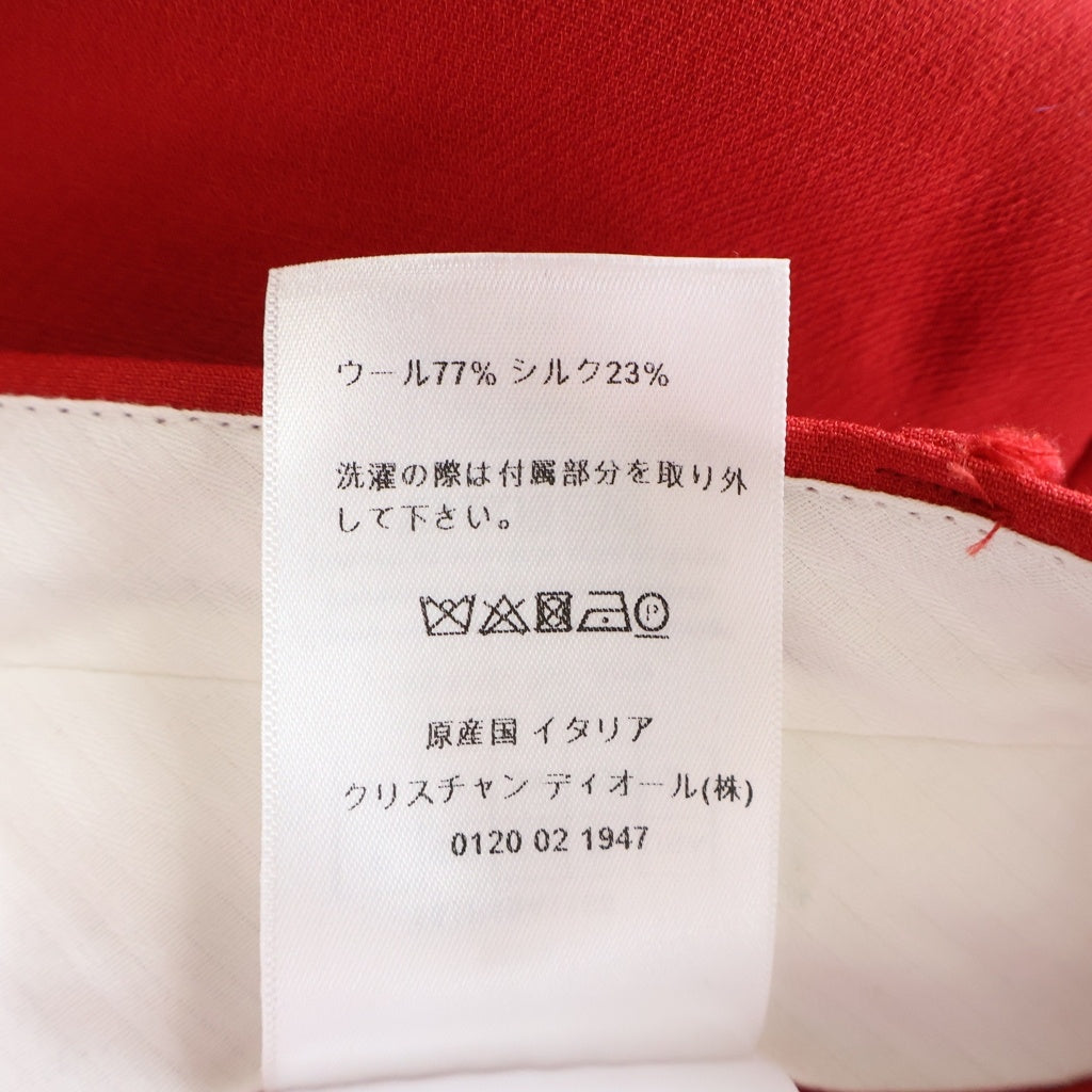 Christian Dior(クリスチャンディオール) センタープレス ウール混合 スラックス トラウザーズ ストレートパンツ レッド レディース 151P19A1166
