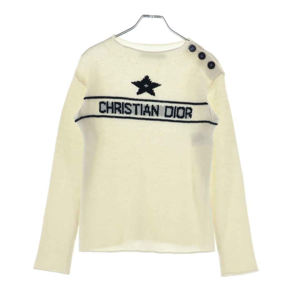 Christian Dior(クリスチャンディオール) スター刺繍ロゴ カシミヤニット セーター ホワイト 244S94AM054 レディース