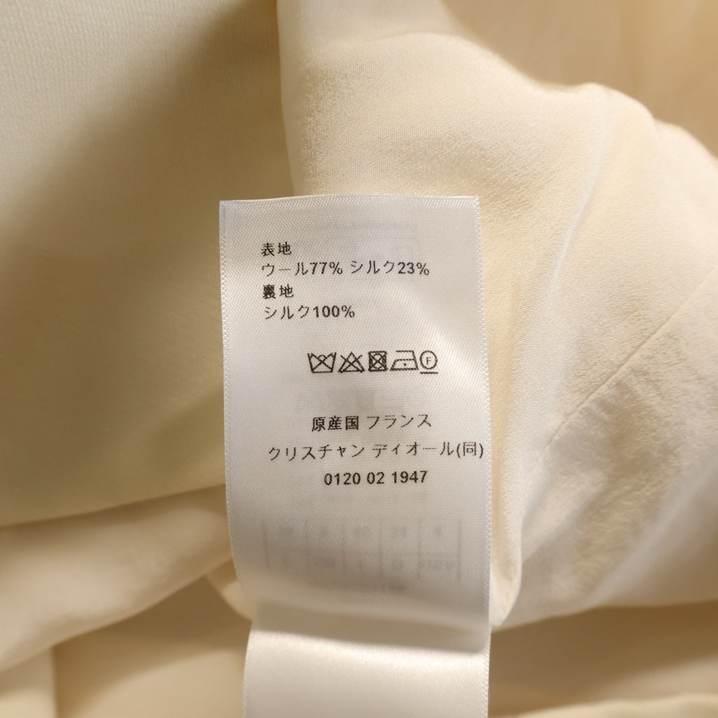 Christian Dior(クリスチャンディオール) スターボタン シルク混 ウール 3B ステンカラー ジャケット アイボリー レディース 321V52B1166