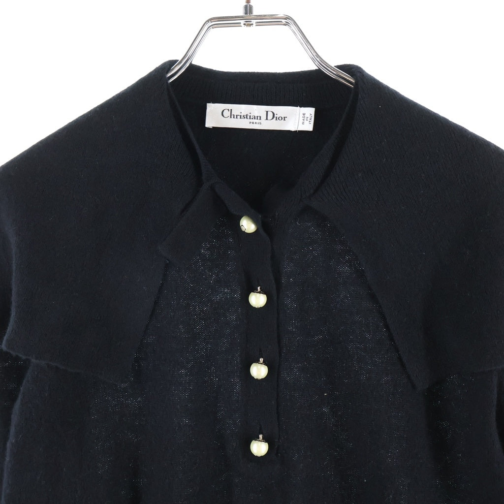 Christian Dior(クリスチャンディオール) CDロゴ パールボタン ニットトップス カシミヤ ブラック 354S48AM053 レディース