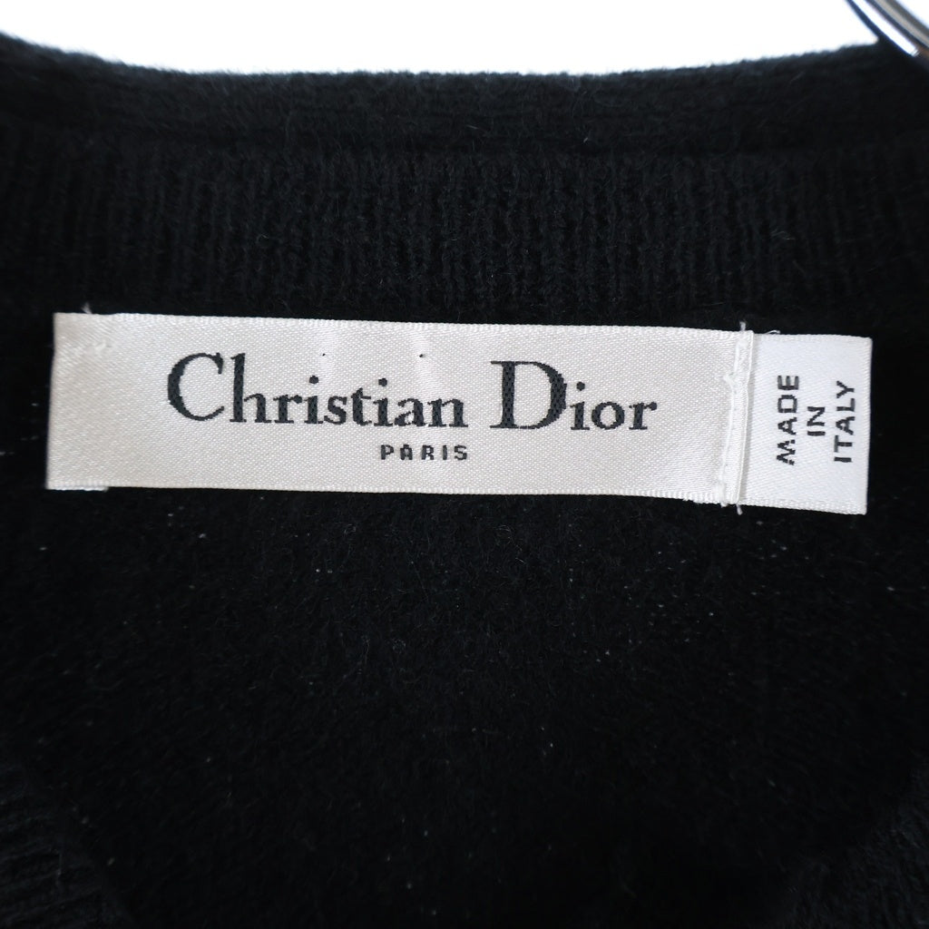 Christian Dior(クリスチャンディオール) CDロゴ パールボタン ニットトップス カシミヤ ブラック 354S48AM053 レディース