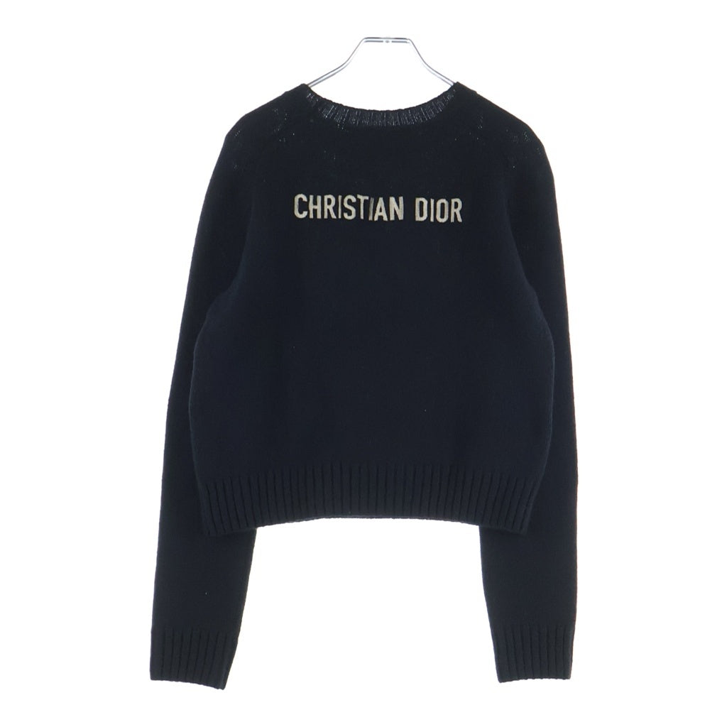 Christian Dior(クリスチャンディオール) ロゴジャガード カシミヤ クルーネック プルオーバー 長袖ニット セーター ブラック レディース 144S76AM002