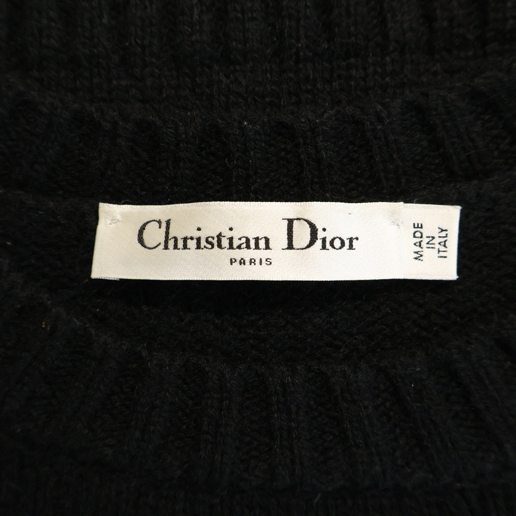 Christian Dior(クリスチャンディオール) ロゴジャガード カシミヤ クルーネック プルオーバー 長袖ニット セーター ブラック レディース 144S76AM002