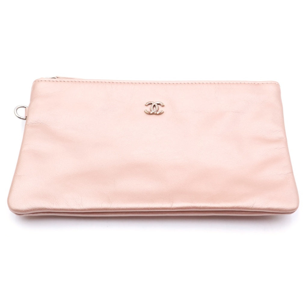 CHANEL(シャネル) シャネル22 スモール チェーンショルダーバッグ カーフスキン レザー ゴールド金具 メタリックピンク AS3980 プレート レディース
