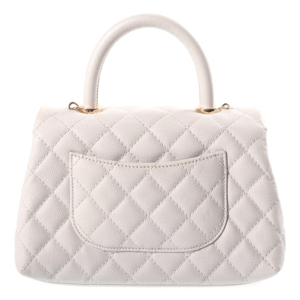 CHANEL(シャネル) ココハンドル 2WAYハンドバッグ チェーンショルダーバッグ ライトグレー キャビアスキン A92990 27番台 ゴールド金具 レディース