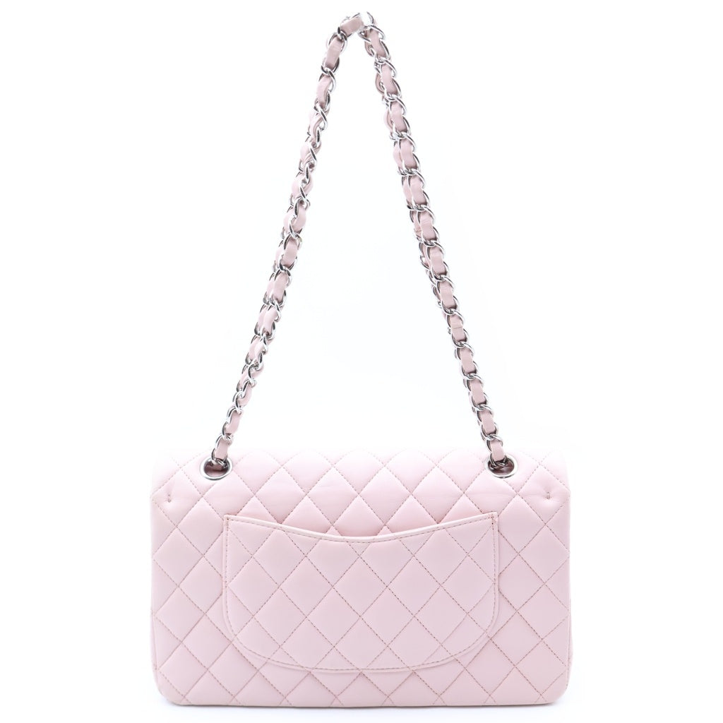 CHANEL(シャネル) マトラッセ25 ダブルフラップ ダブルチェーンショルダーバッグ ピンク ラムスキン 22番台 A01112 シルバー金具 レディース
