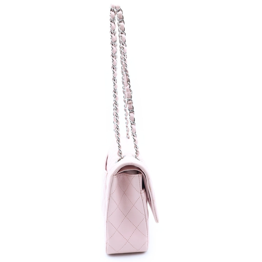 CHANEL(シャネル) マトラッセ25 ダブルフラップ ダブルチェーンショルダーバッグ ピンク ラムスキン 22番台 A01112 シルバー金具 レディース
