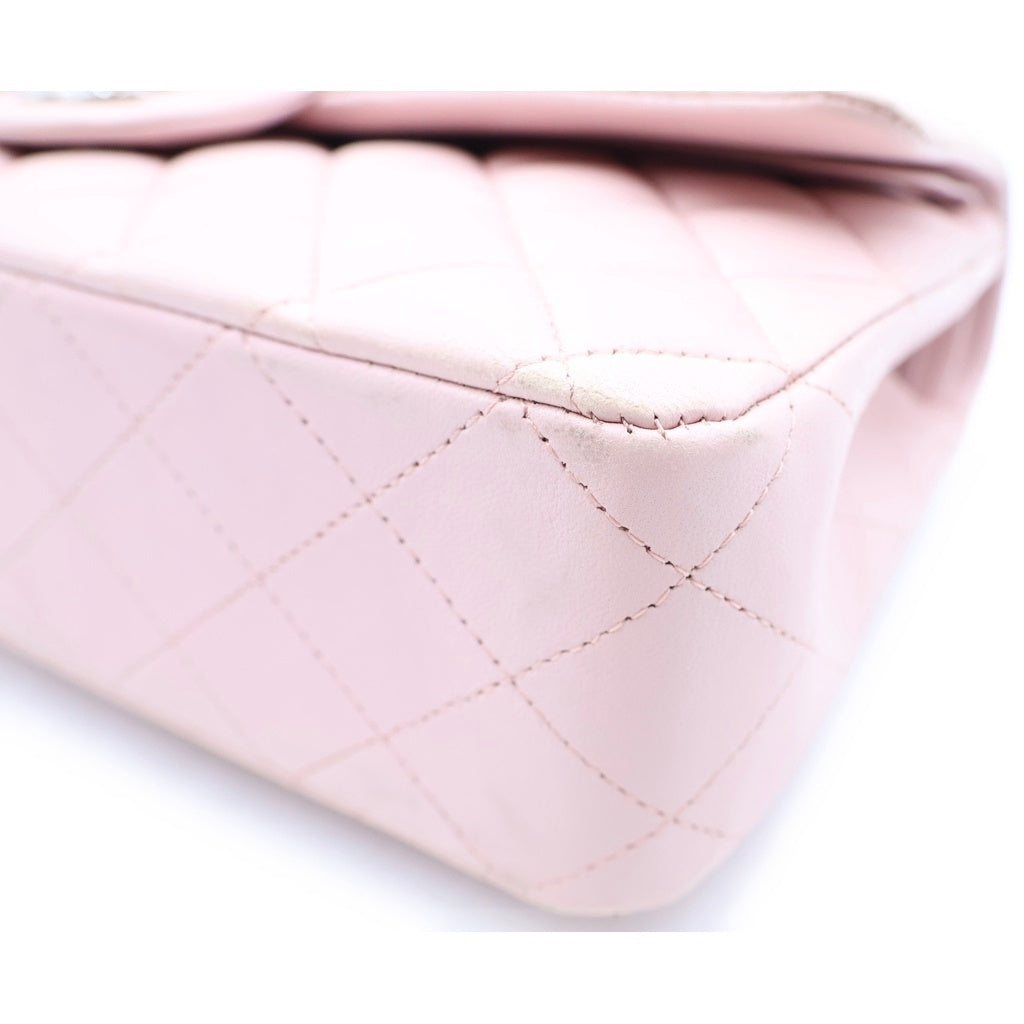 CHANEL(シャネル) マトラッセ25 ダブルフラップ ダブルチェーンショルダーバッグ ピンク ラムスキン 22番台 A01112 シルバー金具 レディース