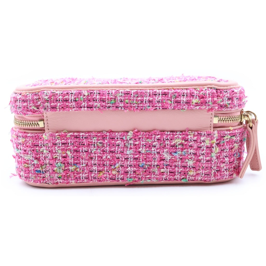 CHANEL(シャネル) バニティーケース CCフィリグリー 2WAYハンドバッグ チェーンショルダーバッグ ピンク レザー×ツイード 27番台 AS1785 ゴールド金具 レディース