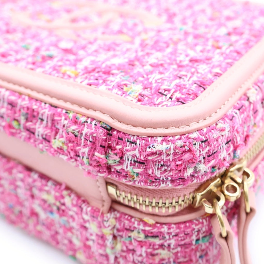 CHANEL(シャネル) バニティーケース CCフィリグリー 2WAYハンドバッグ チェーンショルダーバッグ ピンク レザー×ツイード 27番台 AS1785 ゴールド金具 レディース