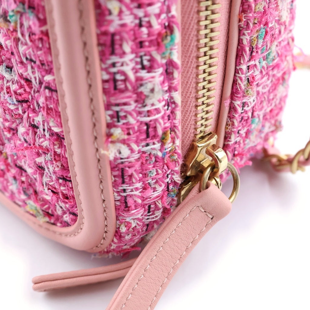 CHANEL(シャネル) バニティーケース CCフィリグリー 2WAYハンドバッグ チェーンショルダーバッグ ピンク レザー×ツイード 27番台 AS1785 ゴールド金具 レディース