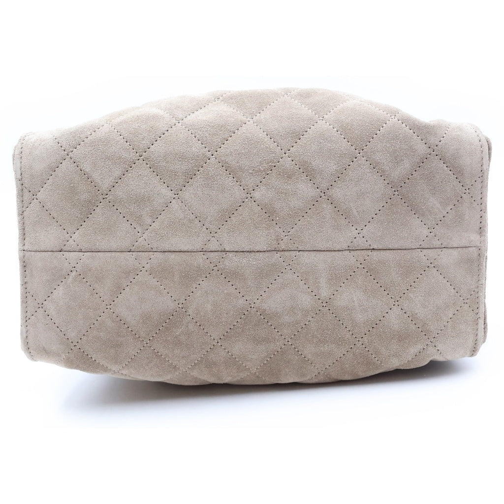 CHANEL(シャネル) シャネル25 スモール チェーンショルダーバッグ スエード レザー ゴールド金具 グレー プレート レディース