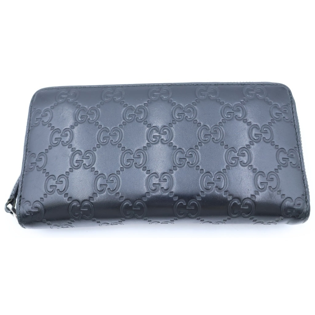 GUCCI(グッチ) シマ GG総柄 レザーラウンドジップ ロングウォレット 長財布 ブラック 307937