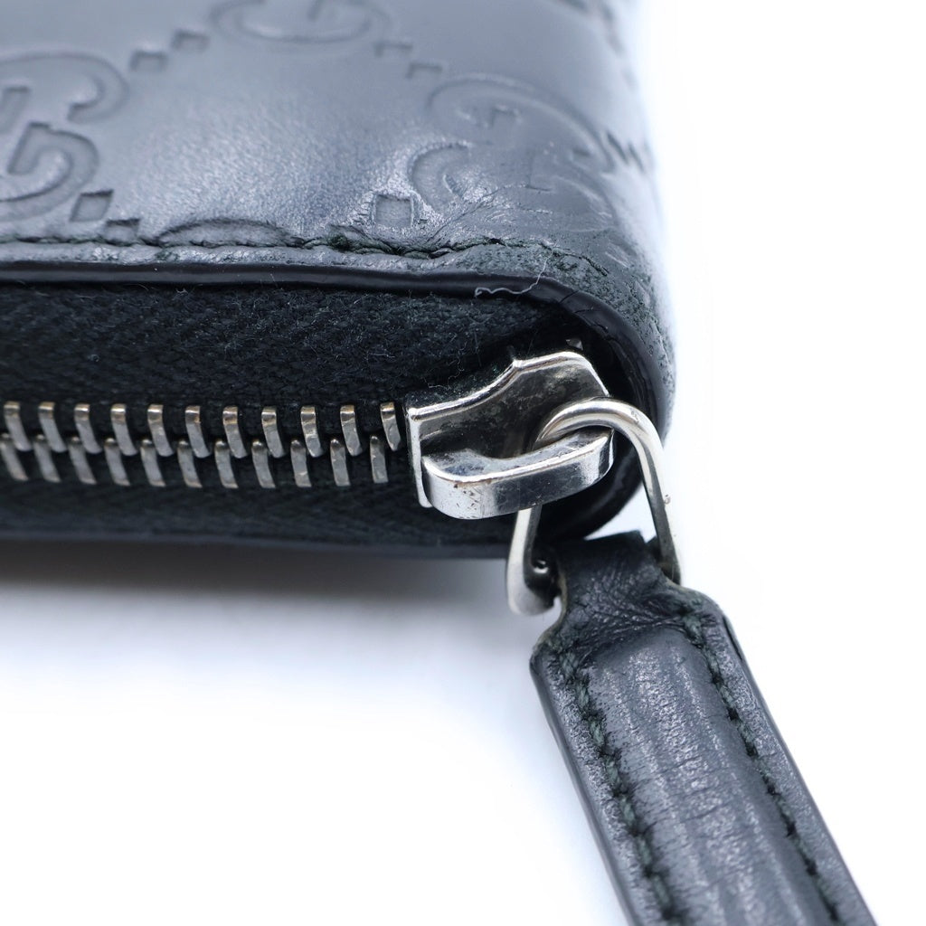 GUCCI(グッチ) シマ GG総柄 レザーラウンドジップ ロングウォレット 長財布 ブラック 307937