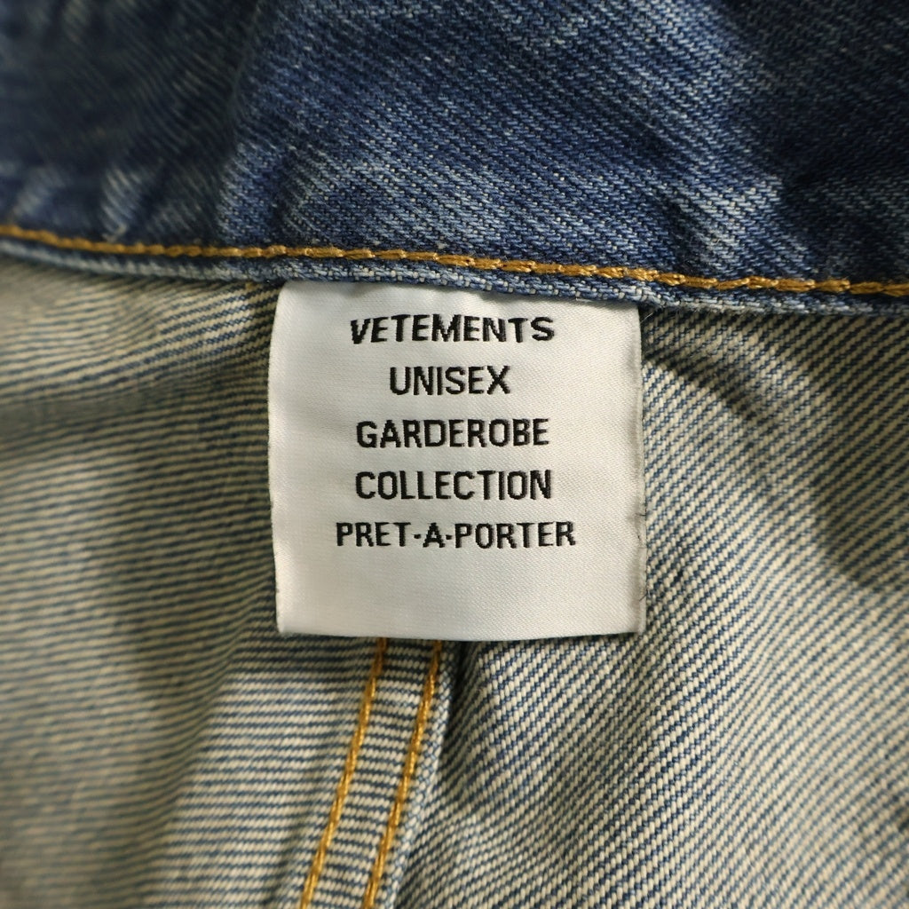 VETEMENTS(ヴェトモン) 24AW TRASHED BIG SHAPE JEANS デストロイ加工 ビッグシェイプ デニムパンツ インディゴ UA65PA885D